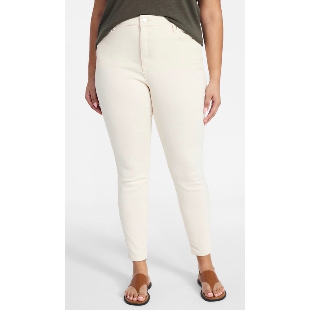 Terra & Sky Womens Plus Size 20W High Rise Skinny Jeans Off White Stretch